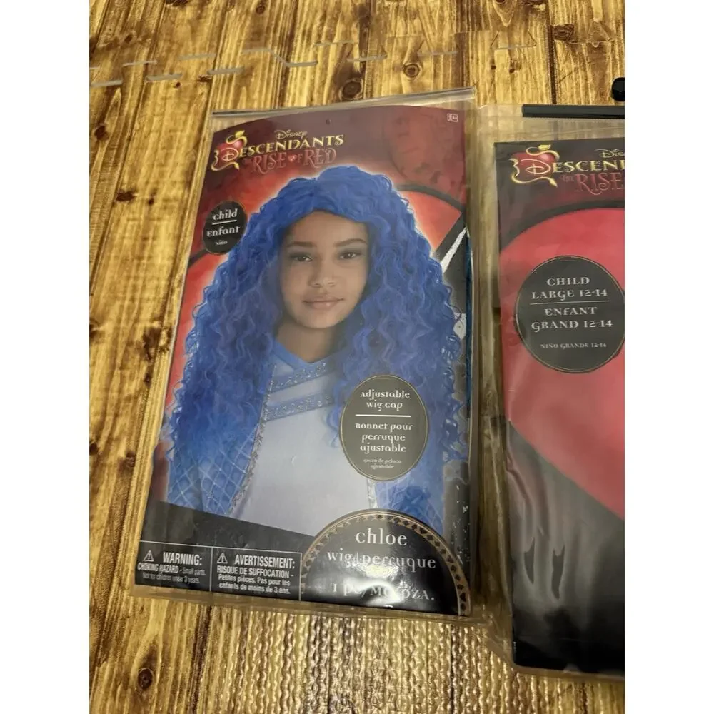 NEW! Disney Descendants Rise Of Red Chloe Costume AND Wig Youth Large 12-14